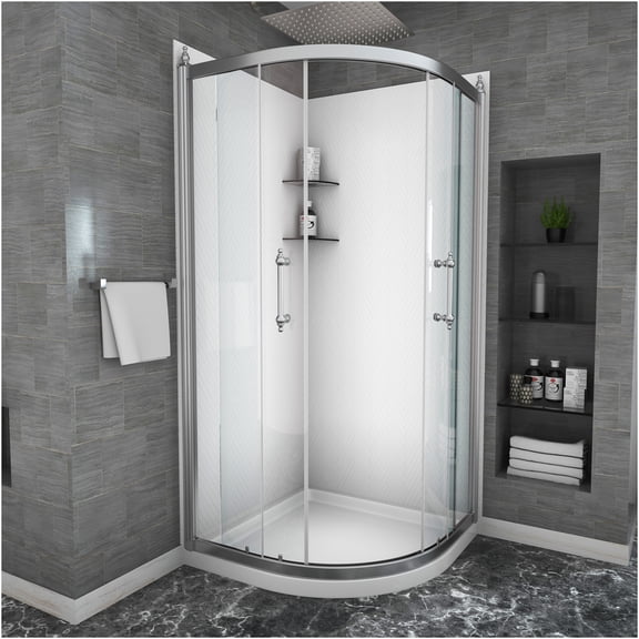 JERFIT 36x75 Inch Chrome Framed Shower Door Enclosure, 1/4 Inch Tempered Glass Sliding Tub Door with Magnetic Seal, Left or Right Hand Reversible