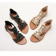 thumbnail image 6 of Women's Bohemian Floral Roman Sandals - 2cm Wedge Open-Toe Sandals with Back Zipper, 6 of 15