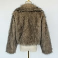 thumbnail image 4 of Faux Furry Coats for Women Winter Warm Long Sleeve Solid Color Turn Down Outerwear, 4 of 9