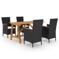 thumbnail image 1 of vidaXL 5 Piece Garden Dining Set Black, 1 of 5