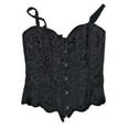 thumbnail image 5 of Hpapadks Fajas Colombianas Shapewear for Women Spaghetti Straps Vintage Embroidery Patterns Bustier Bodysuit Lace Up Push Up Overbust Retro Corset Belt Halloween Black, 5 of 6