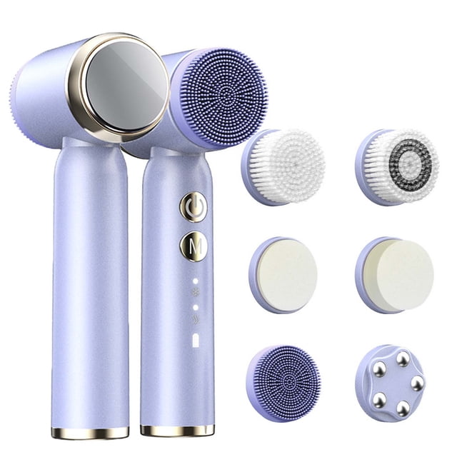 Pisexur Belleza Maquillaje Limpiador facial 6 en 1 con carga giratoria de tres velocidades que limpia los poros faciales.para mujeres y hombres