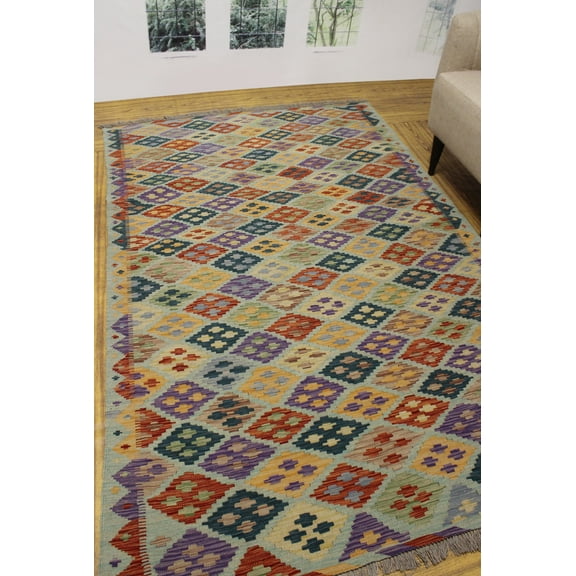 Sangat Hakim Rust/Purple Rug, 5'3" x 8'1"