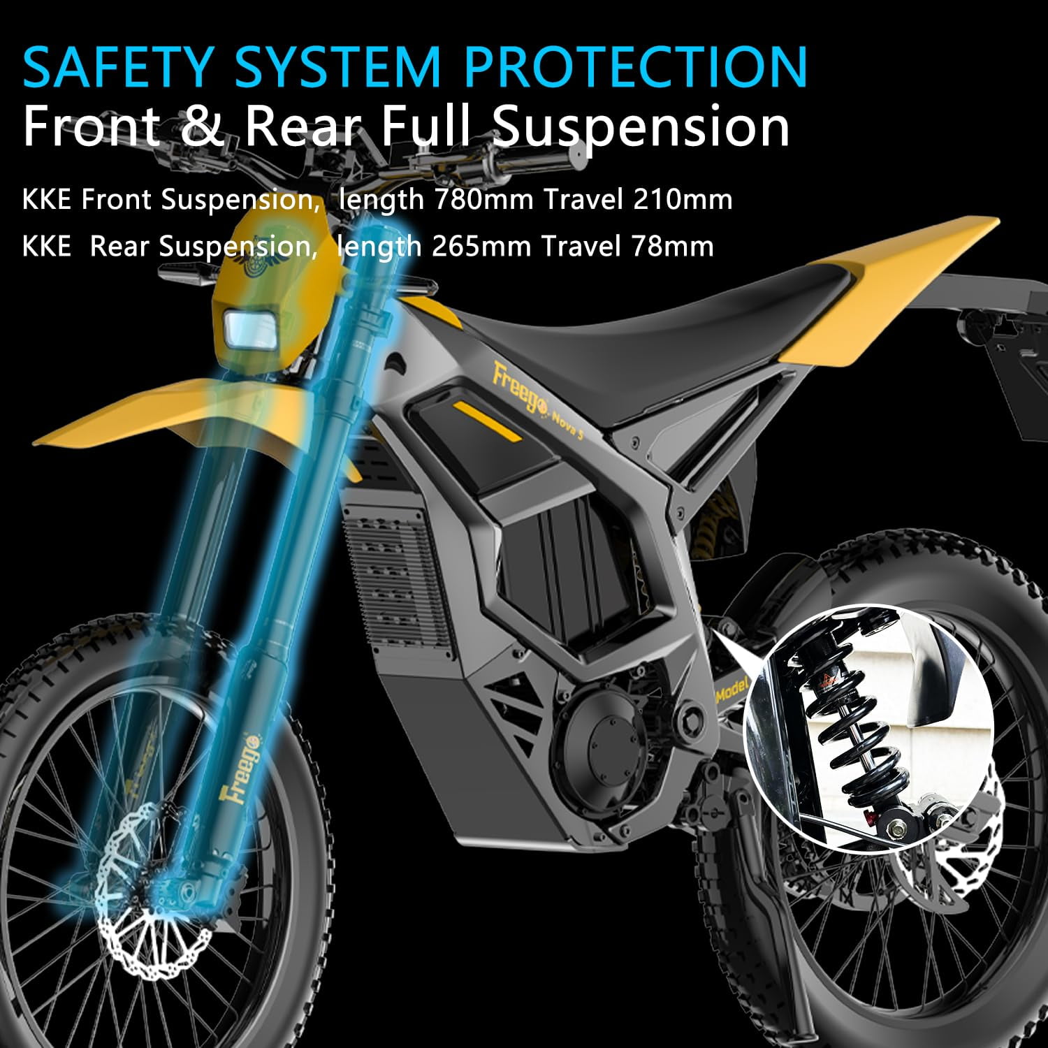 Freego Nova 5 Electric Dirt Bike for Adults,8000W Peak Mid-Drive Motor,72V 40Ah Battery,53 MPH,380N.m Torque,19"/18" Off-Road Tires,Hydraulic Disc Brakes