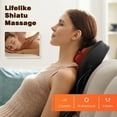 thumbnail image 3 of Neck & Back Massager with Heat — 3D Deep-Kneading Shiatsu Pillow, Black — Home Use & Gift for Mom & Dad, 3 of 11