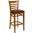 thumbnail image 2 of Emma + Oliver Ladder Back Cherry Wood Barstool, Burgundy Vinyl Seat, 2 of 7
