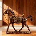thumbnail image 3 of Virelaxpo Galloping Horse Resin Figurine - Elegant Home and Office Desk Decor with Feng Shui Wealth Theme, 3 of 5