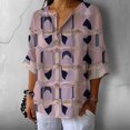 thumbnail image 3 of Camisa domirica Business Casual de lino con mangas 3/4 para mujer, color morado, 3 of 3
