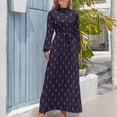thumbnail image 4 of Navy And Pink Lobsters Pattern Women's Long Dress Long Sleeves Dress Vintage Dresses Party Maxi Dress High Waist Dress, 4 of 4