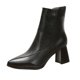 thumbnail image 1 of NECHOLOGY Botas Mujer Adulto Femenino Zapatos Botines de mujer Botas de moda de tacón grueso con cremallera lateral en punta de cuero de color sólido retro para mujer (Black, 6.5), 1 of 6