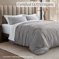 thumbnail image 3 of Bare Home Organic Cotton Jersey Duvet Cover Set with Shams, 3-Piece, Full/Queen, Light Gray, 3 of 10