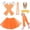 Orange, variant on 70s 80s Costume Accessories Outfits for Women Tutu Skirt Headband Leg Warmers Fishnet Gloves Cosplay Set