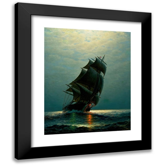 James Gale Tyler 12x14 Black Modern Framed Museum Art Print Titled - Ship in the Night