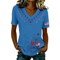 thumbnail image 2 of 250 Anniversary Usa Tshirt Women Short Sleeve V-Neck America Flag Patriotic T-Shirt Summer 4Th Of July Independence Day Usa Star and Stripes Fireworks Graphic Tees Tops American Brithday T-Shirt, 2 of 4