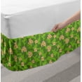 thumbnail image 2 of Leaves Bed Skirt, Repeating Hawaiian Frangipani Flowers Cartoon Design Blossoms Illustration, Elastic Bedskirt Dust Ruffle Wrap Around for Bedding Decor, 4 Sizes, Lime Green and Peach, by Ambesonne, 2 of 2