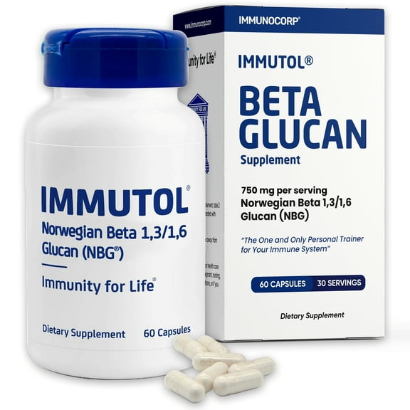 Immutol Immune Support Supplement with 750mg of Beta Glucan 1,3 1,6 - Natural Ingredients, High Potency to Boost Immunity and Overall Wellness, 60 Capsules (60)