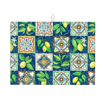 

Bingfone Lemon And Leaves 18 X 24 Dish Drying Mat For Kitchen Counter Ultra Absorbent Microfiber