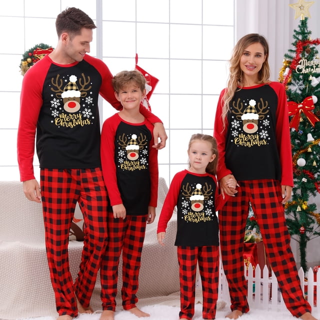 Pyjamas Assortis pour la Famille (Rouge) - Pjs Assortis Renne Adorables Tenues Familiales Assorties pour un Style Familial Cohésif