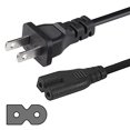 thumbnail image 2 of SatelliteSale 18AWG 2-Prong to Square/Round Connector AC Universal Replacement Power Cable PVC Black Cord (6 feet), 2 of 15