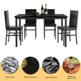 thumbnail image 5 of 5 Piece Dining Table Set, Modern Faux Marble Tabletop and 4 PU Leather Upholstered Chairs, Rectangle Kitchen Table and Chairs for 4 Persons, Small Dining Set for Bar Dining Room Breakfast Nook, 5 of 10