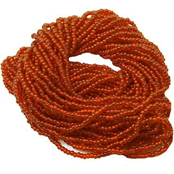 Seed Beads 10/0 Czech Orange Lined Silver Glass Rocailles (one Hank Pack)