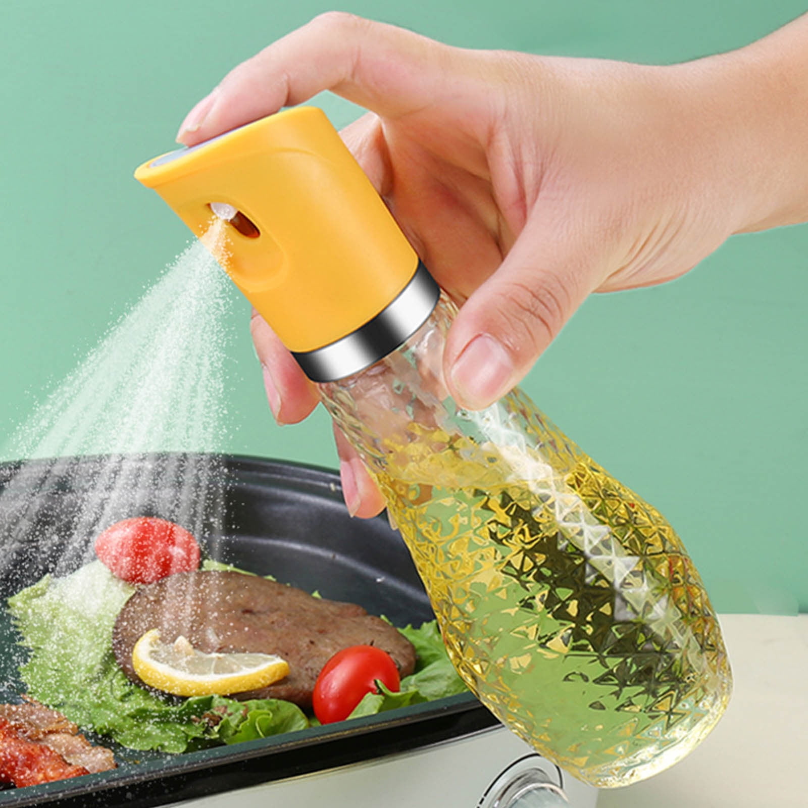 1pc 100ml olive oil sprayer with calibration includes accessories cleaning  brush, oil brush, clear oil drain for salad, barbecue, kitchen baking,  baking