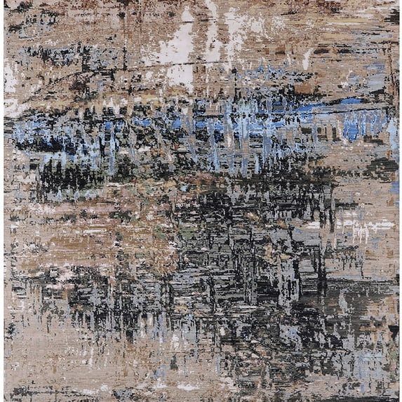 Ahgly Company Indoor Square Mid-Century Modern Silver Pink Oriental Area Rugs, 3' Square