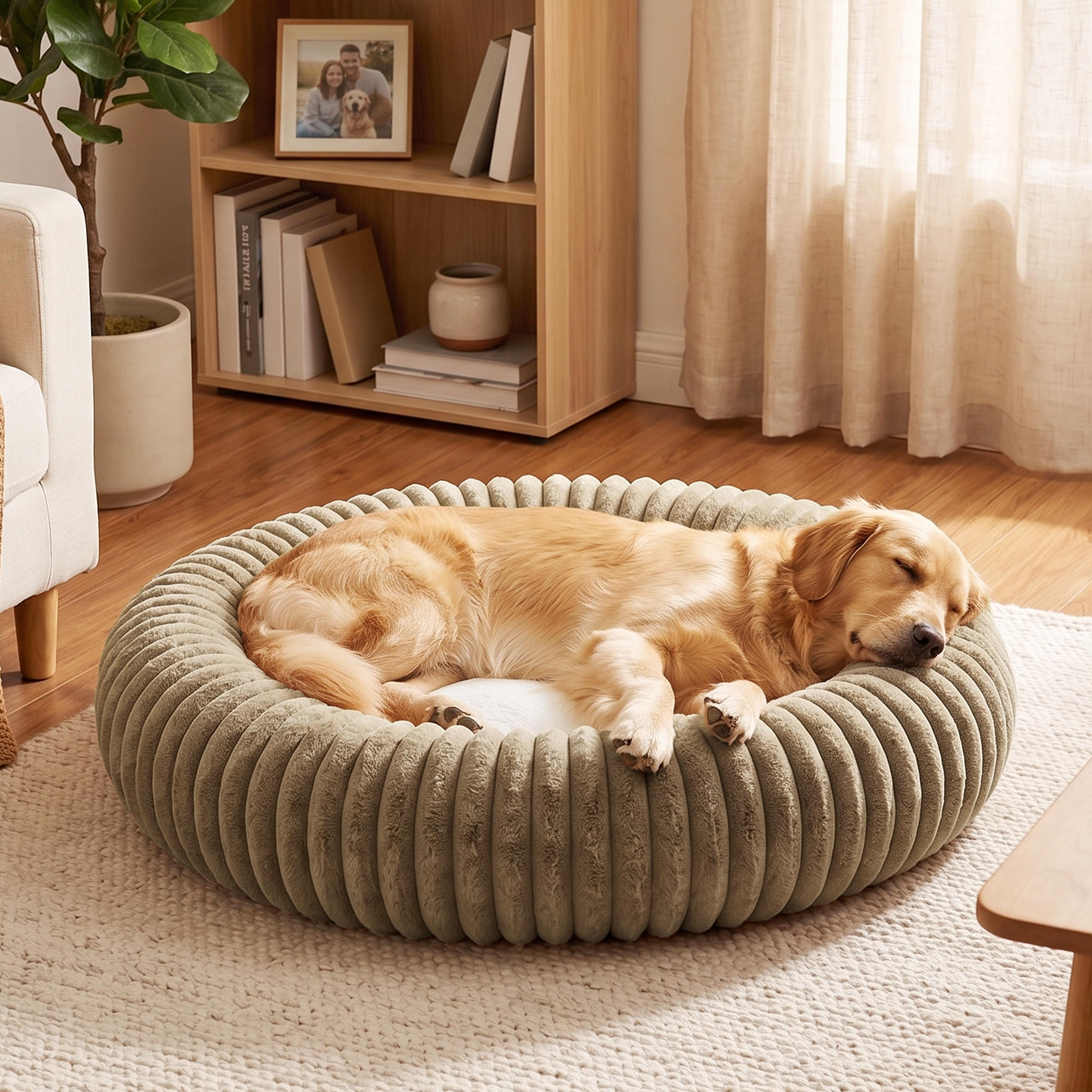 Exclusivo Mezcla Calming Donut Dog Bed, 20 inches, Khaki photo 3