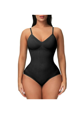 MANIFIQUE Sleeveless Tummy Control With Built in Bra Shapewear Bodysuit for  Women V Neck Fashion Top