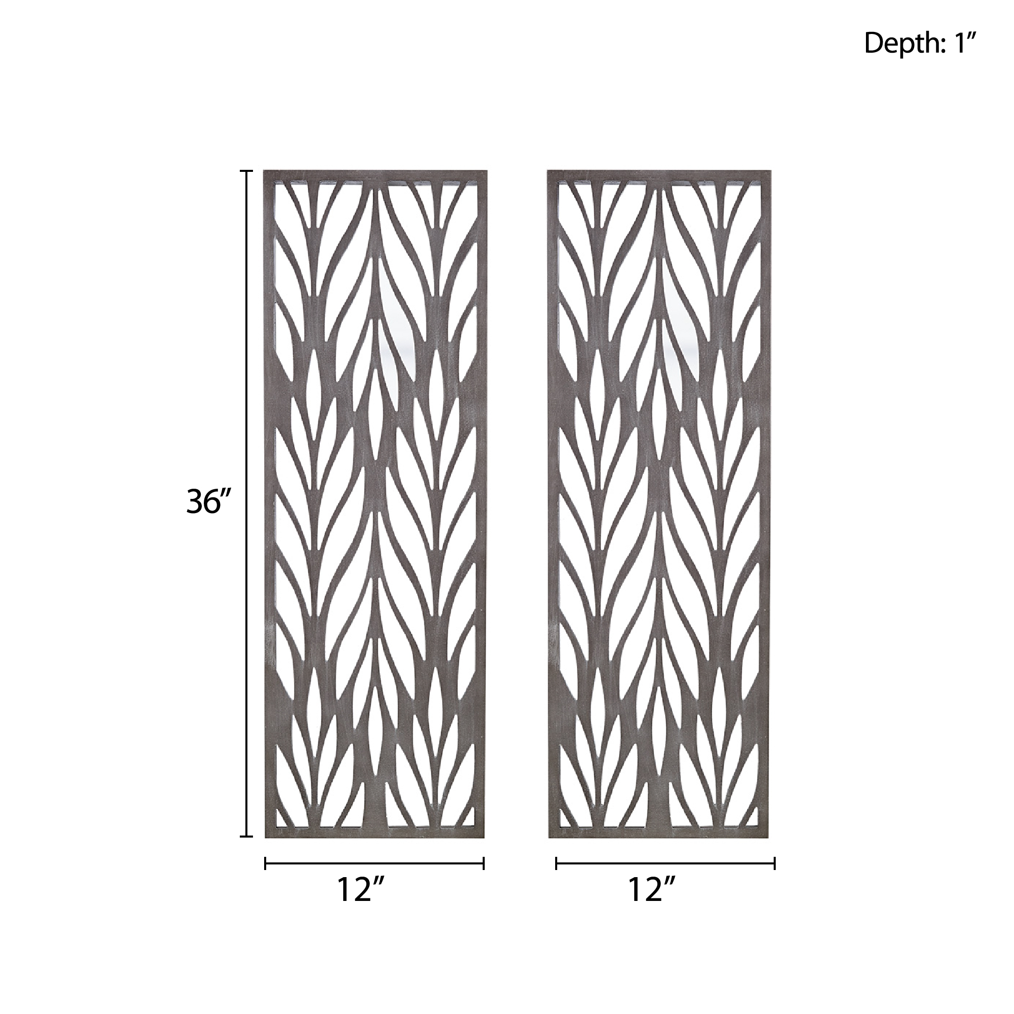 MAYEERTY Grey Laser Cut Wood 2-Piece Panel Wall Decor Set
