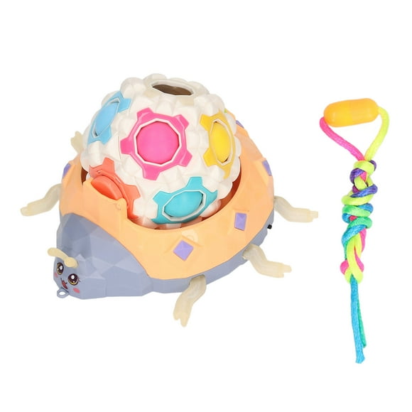 Pelota de rompecabezas con forma de mariquita para aliviar el estrés, luz LED que cambia de color, masaje de manos, color amarillo
