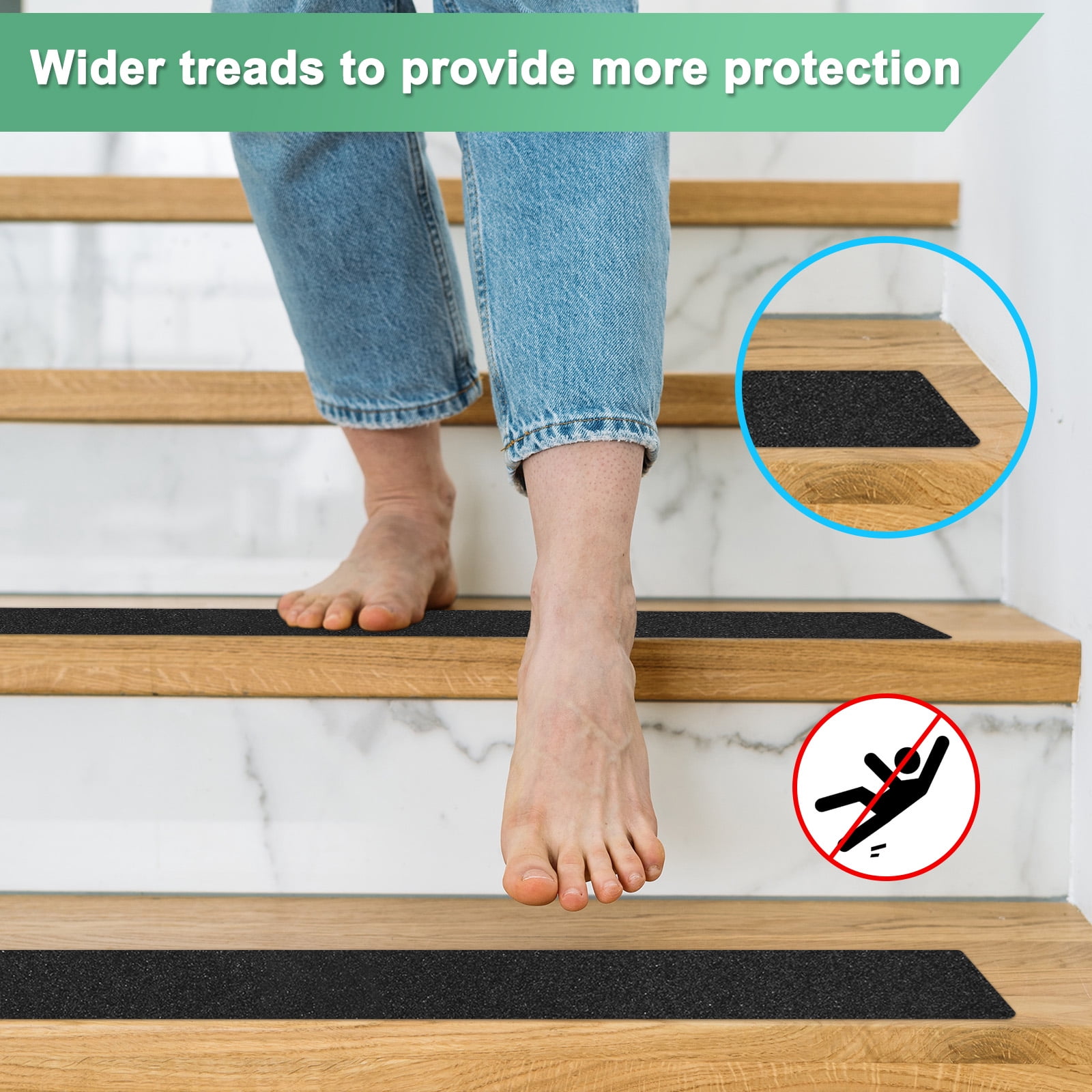 Uxcell 10-Pack Anti Slip Traction Tape 30 Inch X 4 Inch Best Grip Tape Grit Outdoor Non-Skid Tape for Stairs Step Black