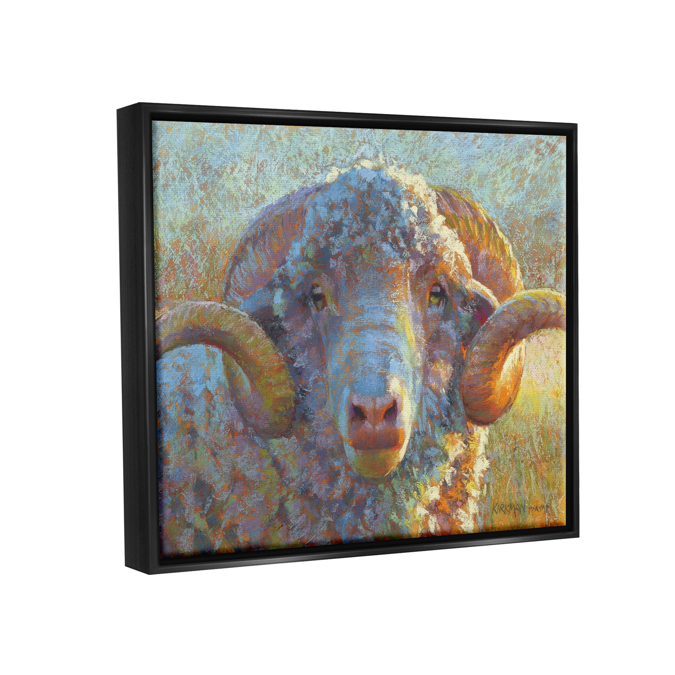 Country Sheep Modern Portrait Animals & Insects Painting Jet Black Framed Art Print Wall Art