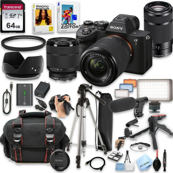 Sony A7 IV Mirrorless Camera with 28-70mm & 55-210mm Zoom Lenses   64GB SD Card and More (International Version)