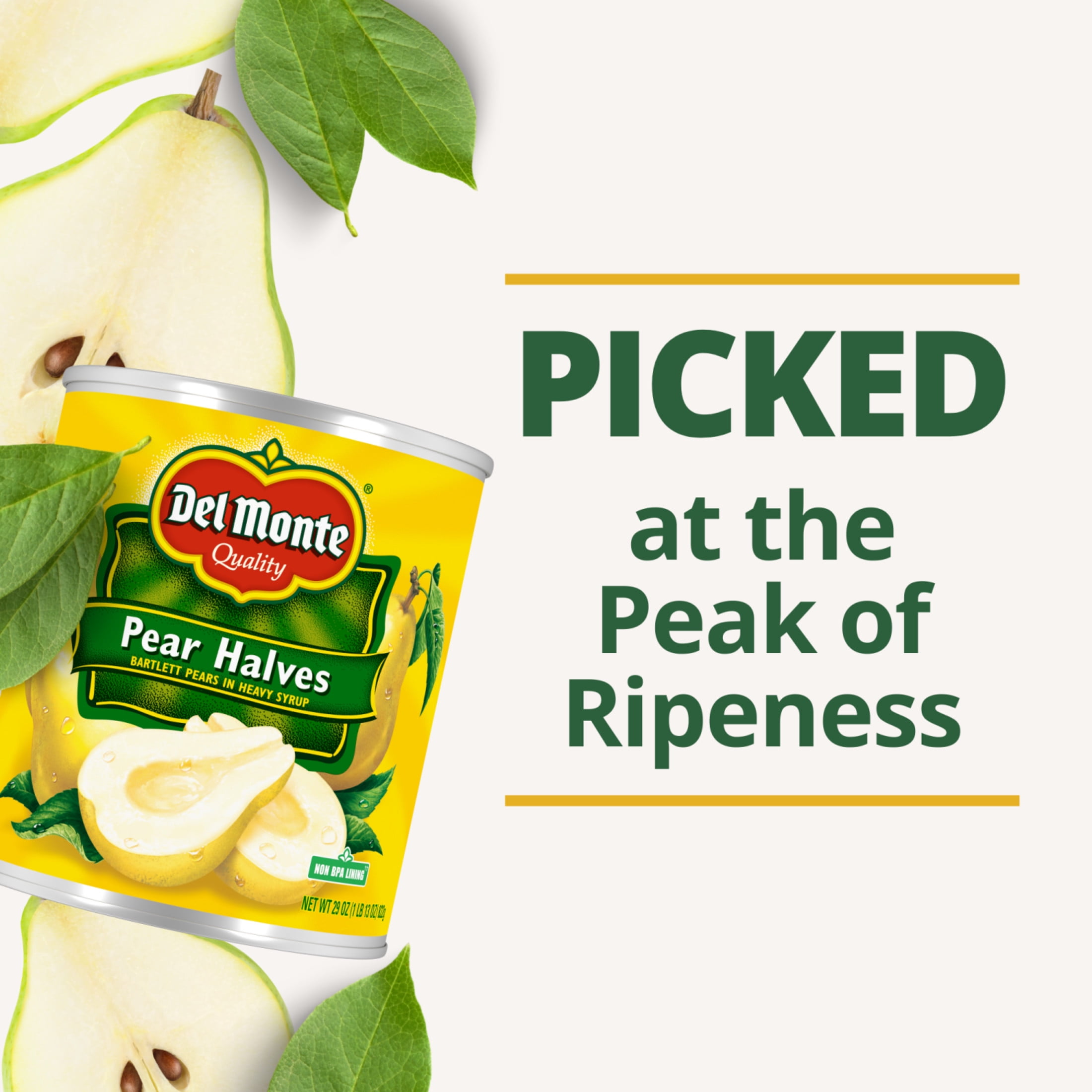 Del Monte Pear Halves in Heavy Syrup, 29 oz Can