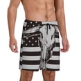thumbnail image 2 of Kdxio Bull Skull on the US Flag Print Mens Sleep Shorts Bottoms Soft Comfy Pajama Wear Pants with Drawstring Pockets, 2 of 7