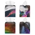 thumbnail image 2 of Balery Colorful Haired White Horse Porta Pañuelos de Cuero con Estampado – Funda Moderna Cuadrada para Caja de Pañuelos, Dispensador 5x5x5'', 2 of 7