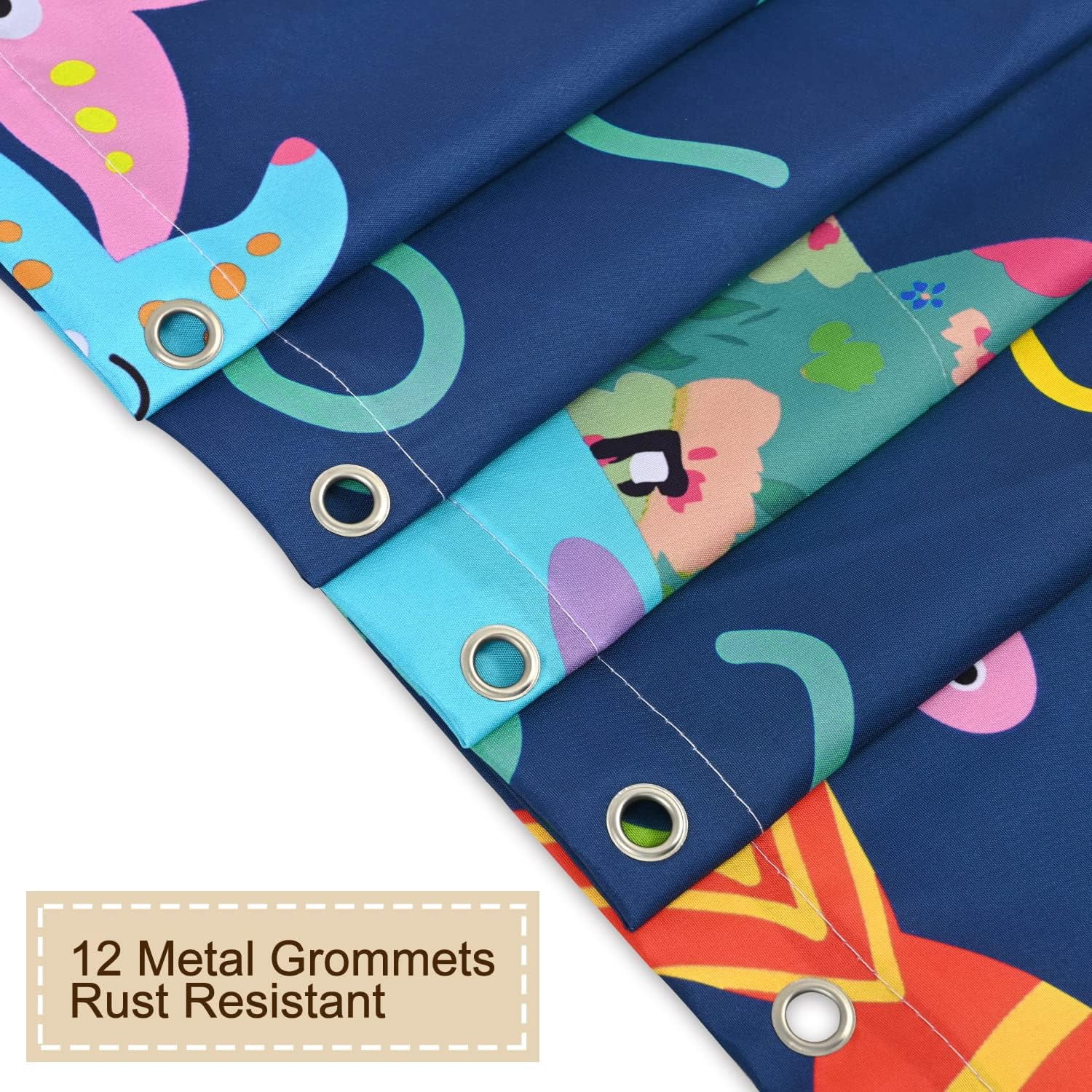 Fish Shower Curtain, Kids Shower Curtains Set with 12 Hooks, Whale Shower Curtain, Sea Animal Bathroom Decor Curtain for Girls and Boys, 72 ''''W x72 ''''H