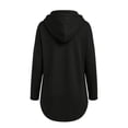 thumbnail image 4 of Women's V Neck Sweatshirts Hooded Long Sleeve Curved Hem Pullover Tops Fall Winter Fashion Casual Loose Hoodie (M, Black), 4 of 9