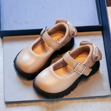 

nsendm Fashion All Seasons Children Casual Shoes Girls Thick Sole Non Slip Solid Color Buckle Back Shoes for Girls Dressy Khaki 5 Years