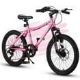thumbnail image 2 of QEEKA 20 Inch Kids' Bike,Boys Girls Mountain Bike Ages 6-12,7 Speed Teenager Children Kids' Bicycles,Front Suspension Disc Brake Rear V-Brake,High Steel Frame,Pink, 2 of 11