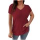 thumbnail image 1 of Camisetas de Verano de Manga Corta de las Mujeres Tira de Color Sólido Grande de Punto de Cuello Redondo, Poliéster Ligero para Uso Diario Y de Ocio Casual, 1 of 7