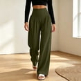 thumbnail image 2 of VBVC Women's High V-Waist Pleated Yoga Pants , Wide Leg Trousers For Women , Ladies' Stretchy Lounge Bottoms with Pockets, S-2XL, 2 of 9