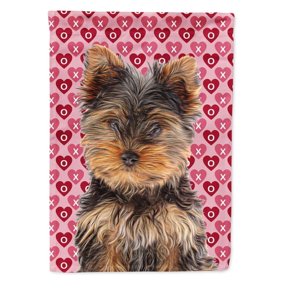 Hearts Love and Valentines Day Yorkie Puppy / Yorkshire Terrier Garden Flag