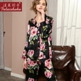 thumbnail image 3 of Exclusive 19mm new printed heavyweight silk sleepwear for nobles, women's mulberry silk long sleeved home suit set, 3 of 6
