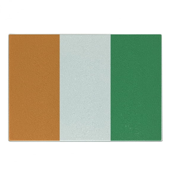 Ivory Coast Cutting Board, Cote D'Ivoire Patriotic Design Flags in National Colors, Decorative Tempered Glass Cutting and Serving Board, in 3 Sizes, by Ambesonne