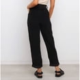 thumbnail image 4 of Pantalones de pana para mujer Pantalones largos de pierna recta de cintura alta Pantalones con bolsillo lateral Pantalones casuales abotonados Negro L, 4 of 6
