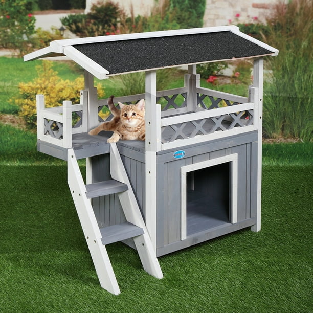 Coziwow Wooden Dog House for Puppy Cat Pet Indoor Outdoor Shelter With