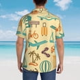 thumbnail image 5 of Travel Symbols Mens Hawaiian Shirt Short Sleeve Casual Button Up Tropical Summer Beach Shirt, 5 of 9