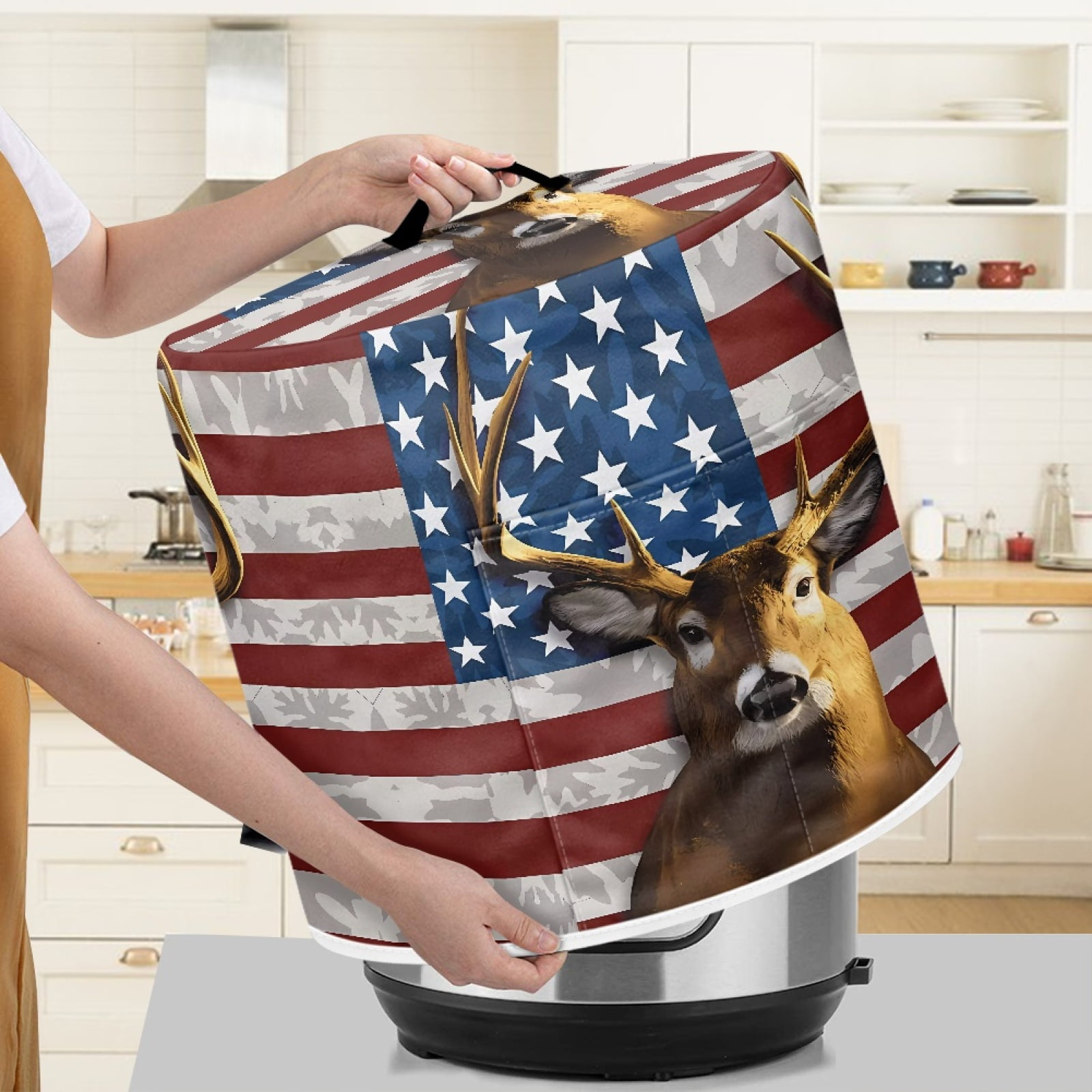 Jiueut Red Air Fryer Dust Cover with Pockets for Cooking